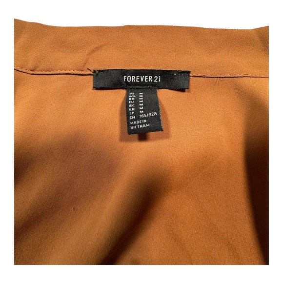 Forever 21 Women's Long Sleeve Bow Neck Button Up Blouse Brown Size M - Picture 3 of 9